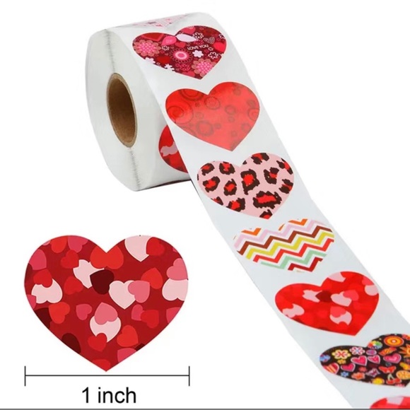 ❤️ H2 Stickers 1" Hearts (8 Designs) 500ct Labels Valentine’s Day - Picture 3 of 7